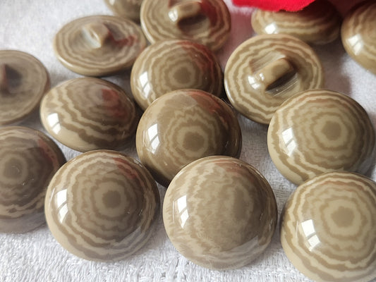 Lot 6 boutons vintage bombé marron  camaieu  pied veiné 2,2 cm ref 3163