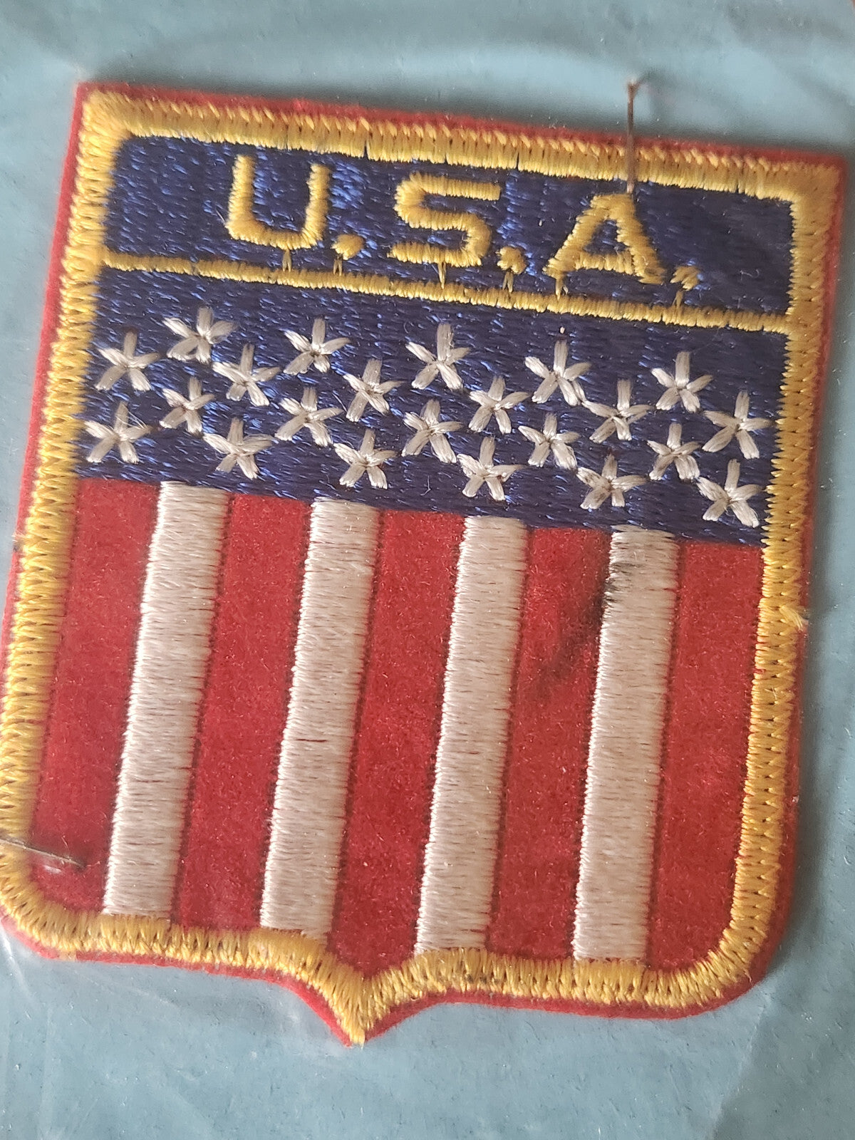 Ancien patch vintage thermocollant "USA" broderie customisation 