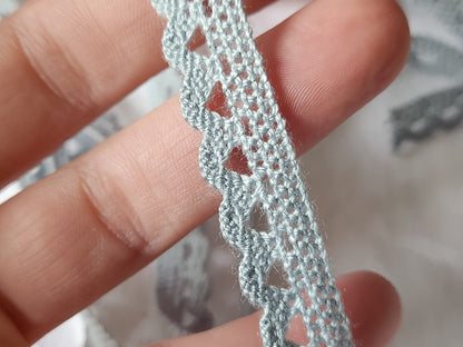 Dentelle vintage gris coton 3 métres sur 1,2 cm A6