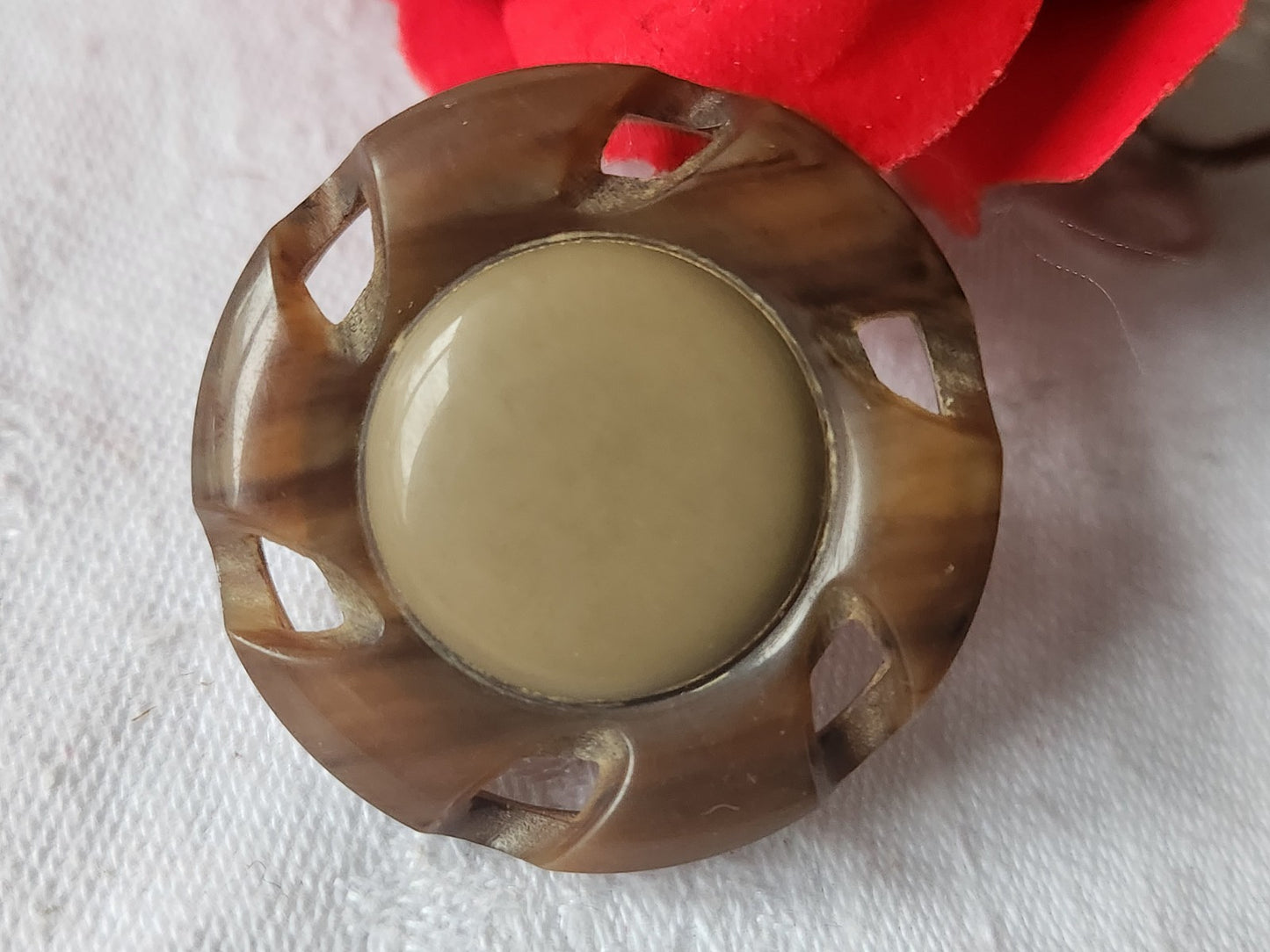Gros bouton ancien galalithe jaspé collection art deco 3,6 cm D6K