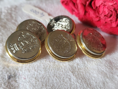 lot 5 boutons vintage métal dore argenté effigie Nap  1,8 cm ref 4733