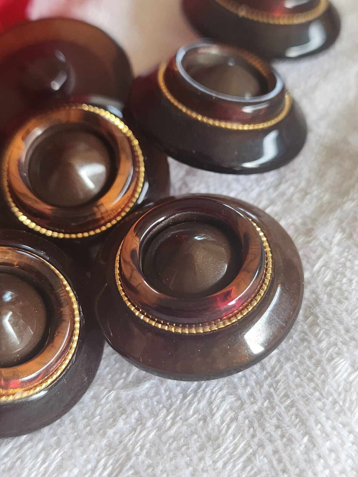 Lot 6 superbes boutons vintage marron doré à pied 2,3 cm bijoux  ref 1147