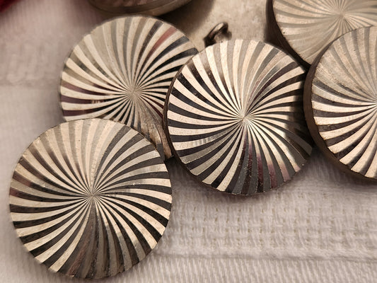 Lot 6 gros boutons vintage métal argenté lourd  2,2 cm pied ref 152