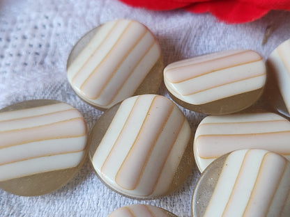 Lot 6 boutons vintage creme paillette doré pied 2,2 cm ref 5687