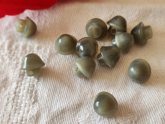 Lot 12 mini boutons vintage gris pied champignon 0,9 cm 9 mm ref 6417