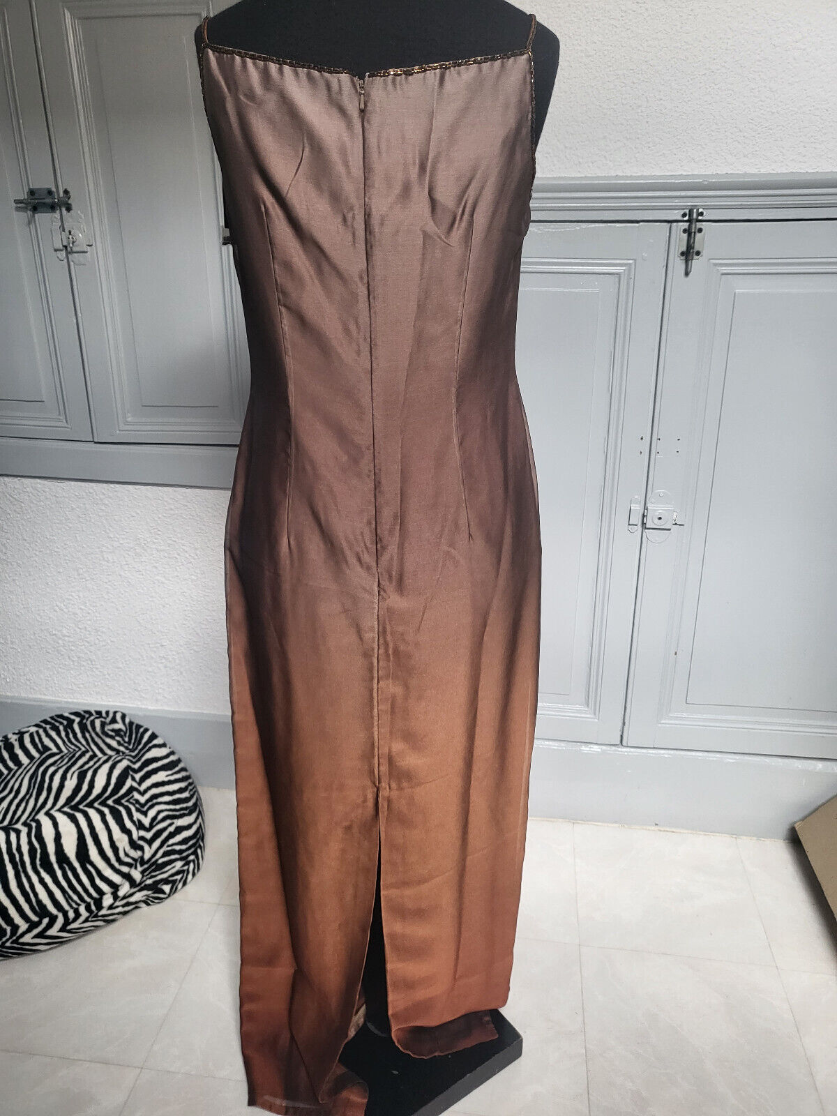 Robe de soirée cocktail dégradé marron chic neuve Asable taille 36/38