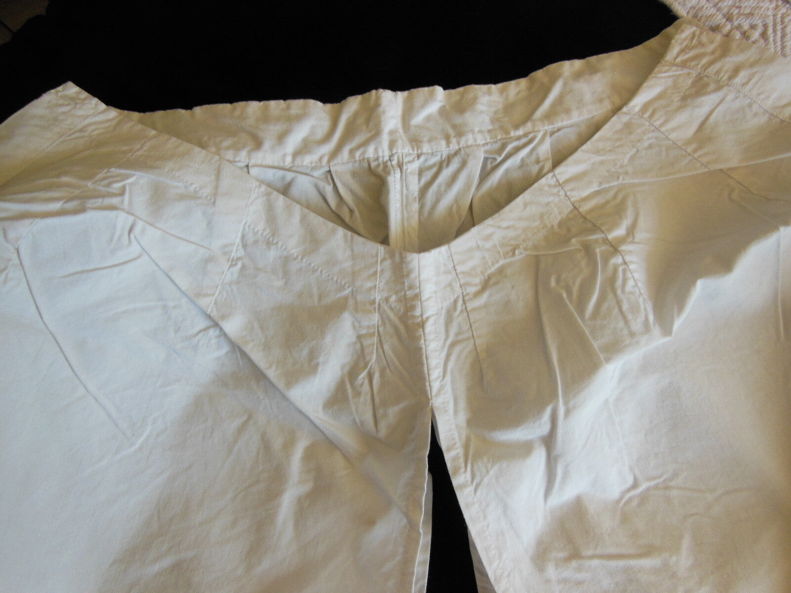 Ancienne culotte fendue panty  dentelle bas feston costume theatre  B6