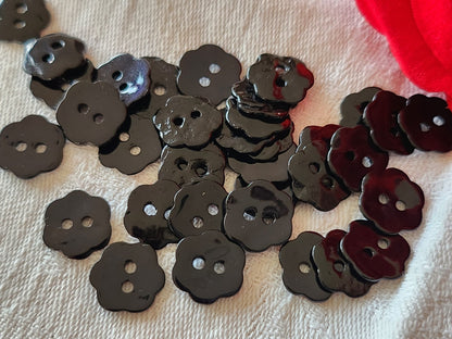 Lot 14 boutons vintage en nacre bleu/noir   fleur 1,2  cm 12 mm  ref 4017