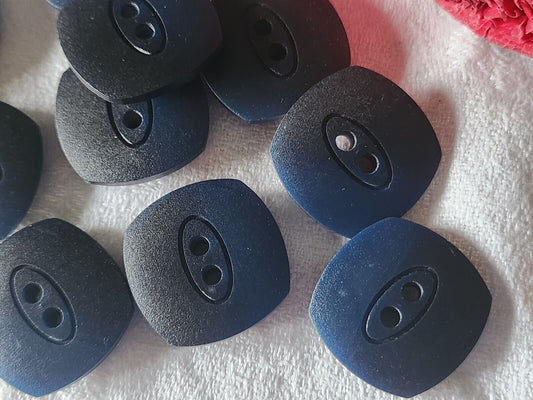 Lot 6 gros boutons vintage bleu foncé camaieu mat 2,5 cm ref 5517