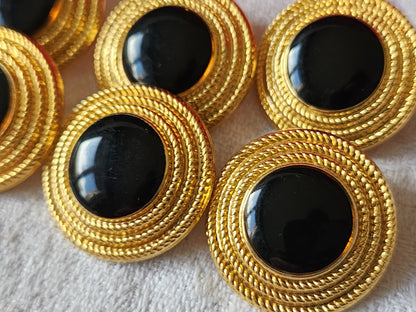 Lot 6 gros boutons vintage en metal doré à pied 2,4 cm ref 408