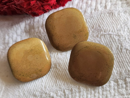 Trio boutons vintage en métal argenté marron  1,8 cm G19H