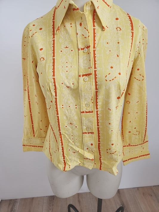 Pur vintage ancien chemisier orange jaune Luisa Spagnoli taille 36 ref portant