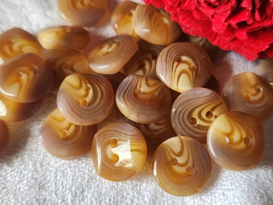 Lot 21 petits boutons vintage marron vein" violet trous 1,2 cm ref 1364