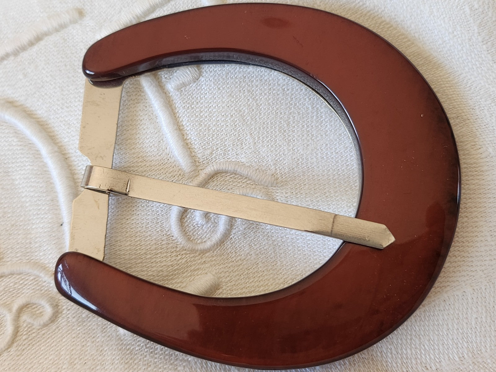 Très grosse boucle de ceinture vintage superbe marron  foncé