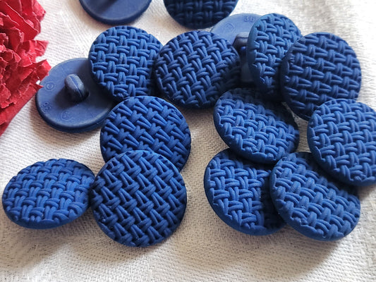 Lot 6 boutons vintage  bleu délavé effet tissé pied 2,2 cm ref 1272