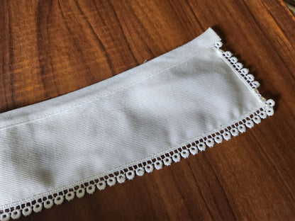 Ancien  col tissu blanc tramée  dentelle  vintage  B1-70