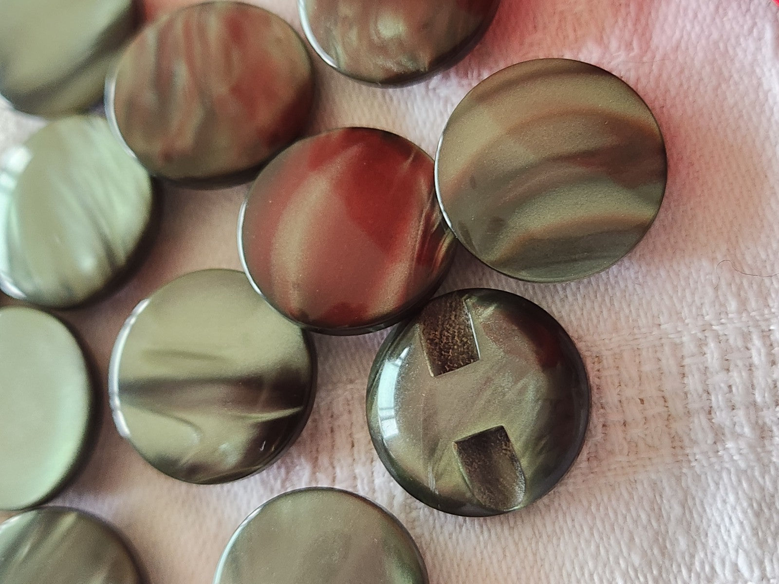 Lot 12 boutons vintage vert ombragé à pied lumineux 1,8 cm ref 5996