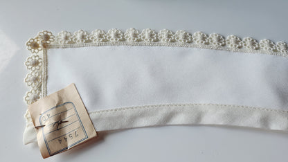 Ancien  col tissu blanc tramée  dentelle  vintage  B1-42