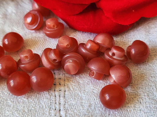 Lot 19 boutons vintage rose demi sphere mini 1 cm pied ref 6099