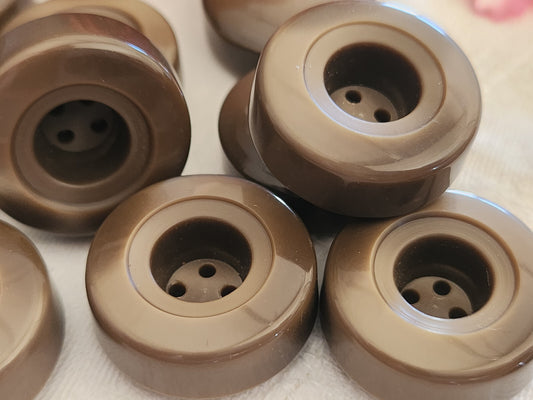 Lot 5 boutons vintage marron gros épais 2,5 cm  pied ref 0077