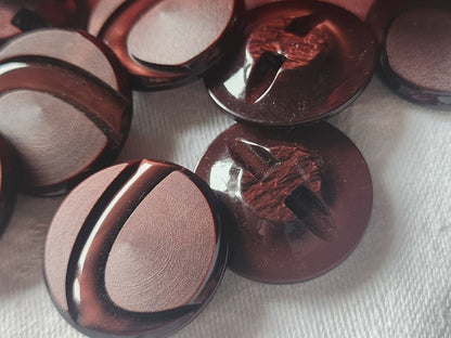 Lot 6 gros boutons vintage marron travaillé pied superbe  2,6 cm ref 3162
