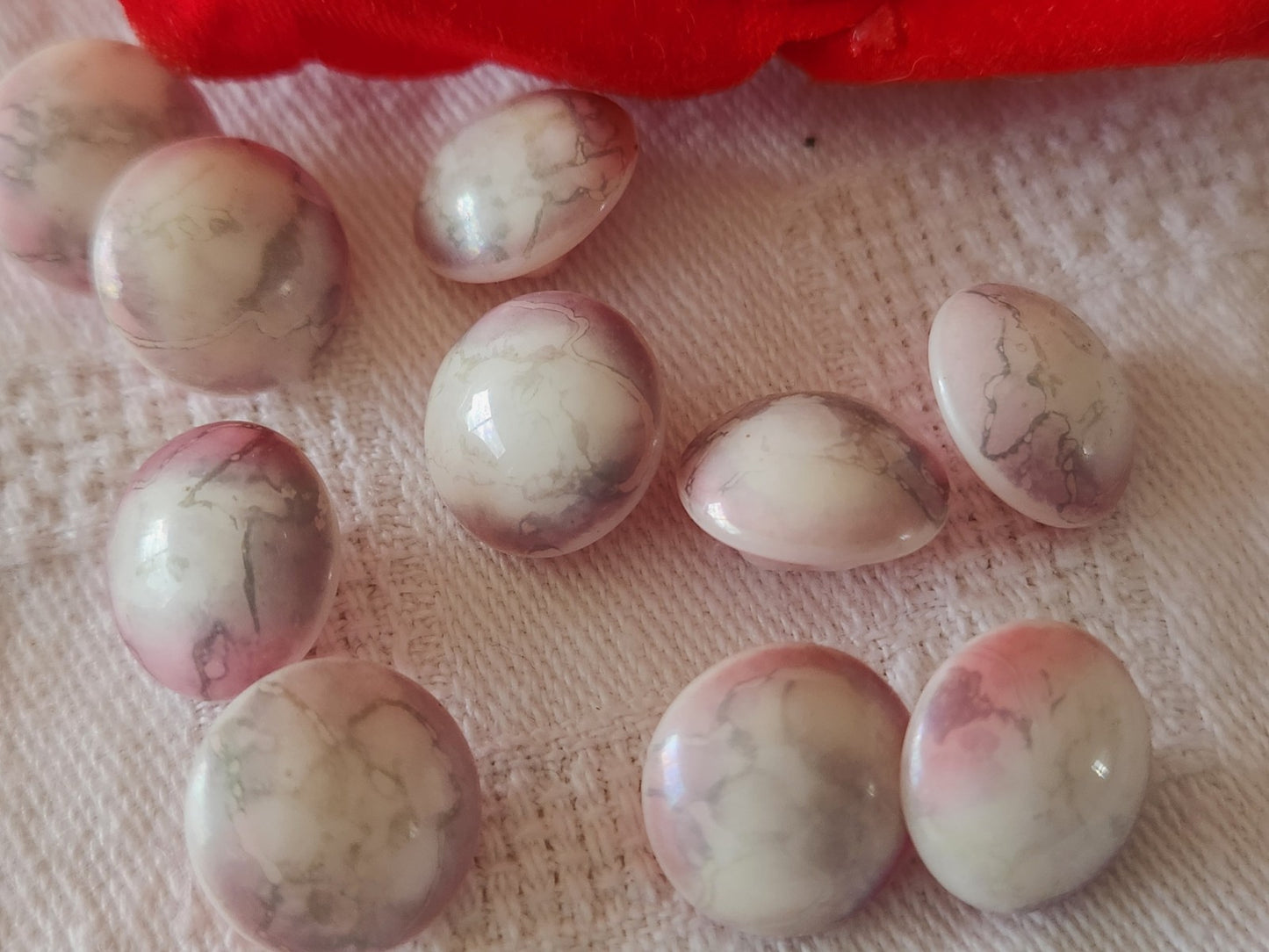 Lot 5 boutons vintage en verre rose gris 1,3 cm 13 mm pied ancien ref 6449