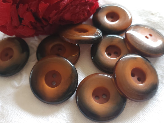 Lot 9 gros boutons vintage marron orangé 2,8 cm ref 5085