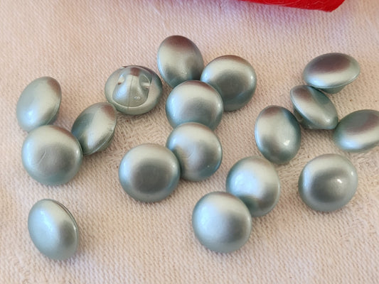 Lot 16 petits boutons bleu satiné acrylique pied 1 cm ref 6095