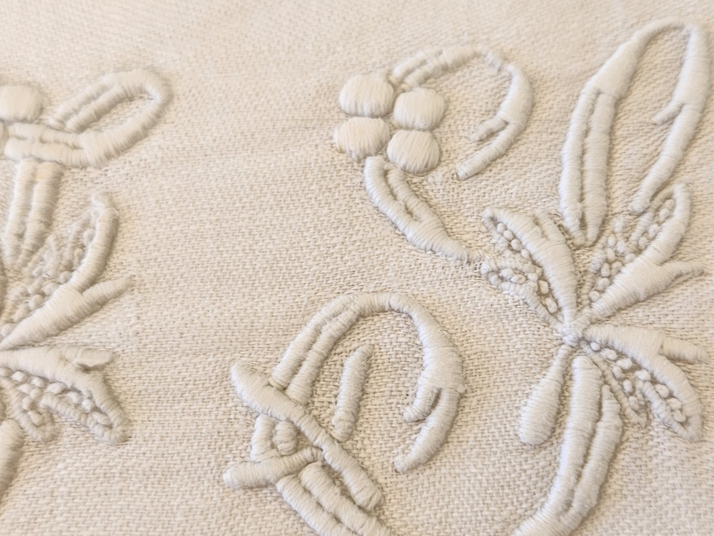 Superbe monogramme ancien IS sur serviette ancienne B8