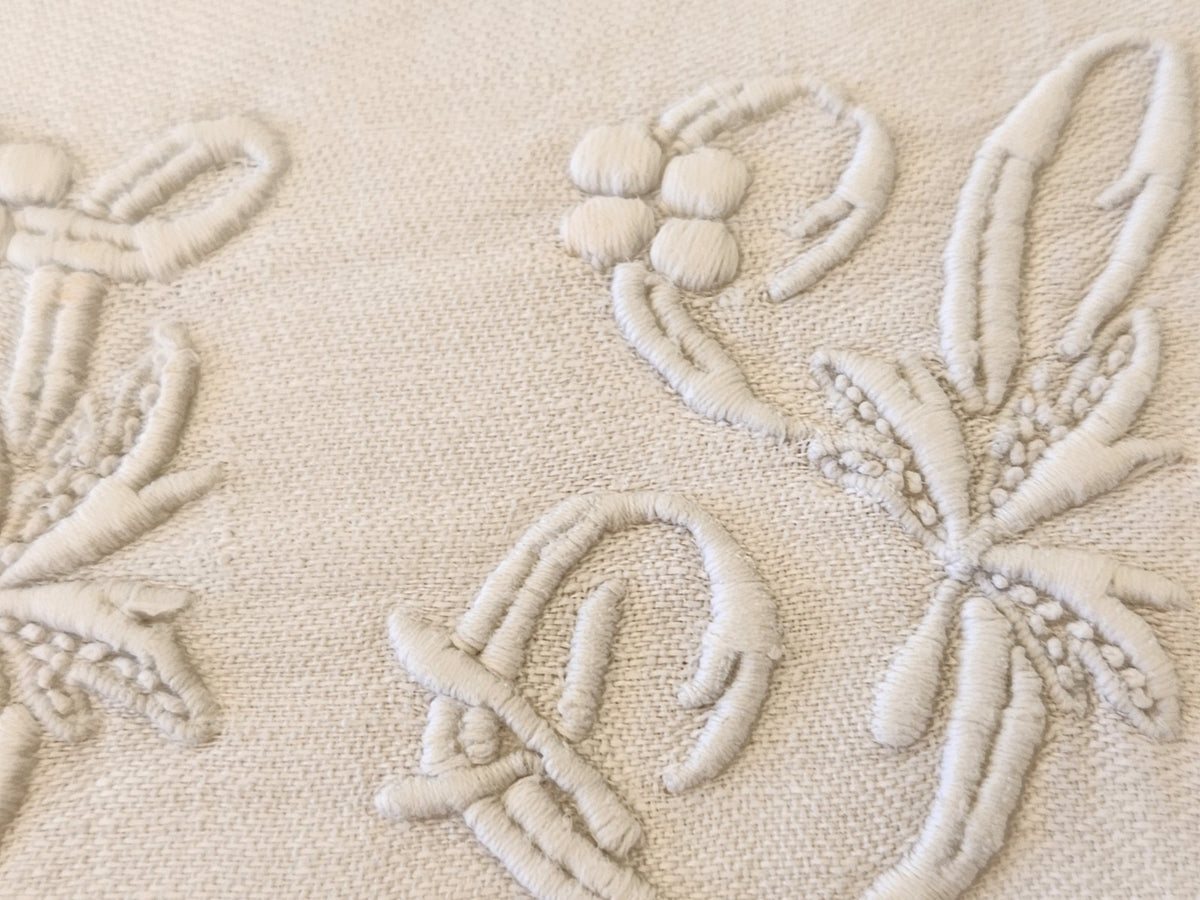 Superbe monogramme ancien IS sur serviette ancienne B8