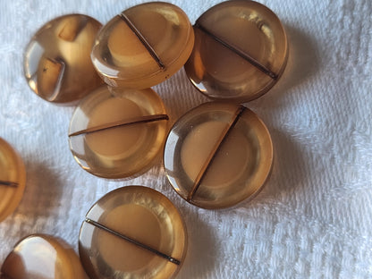 Lot 6 boutons vintage marron nacré  inclusion 1,9 cm épais pied ref 0028