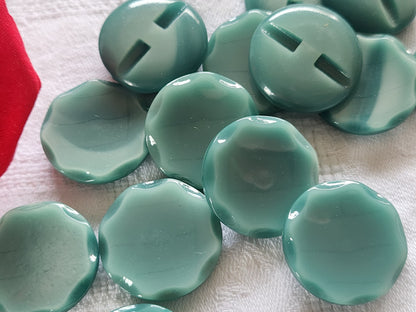 Lot 6 gros  boutons vintage bleu facette 2,7 cm pied ref 2551
