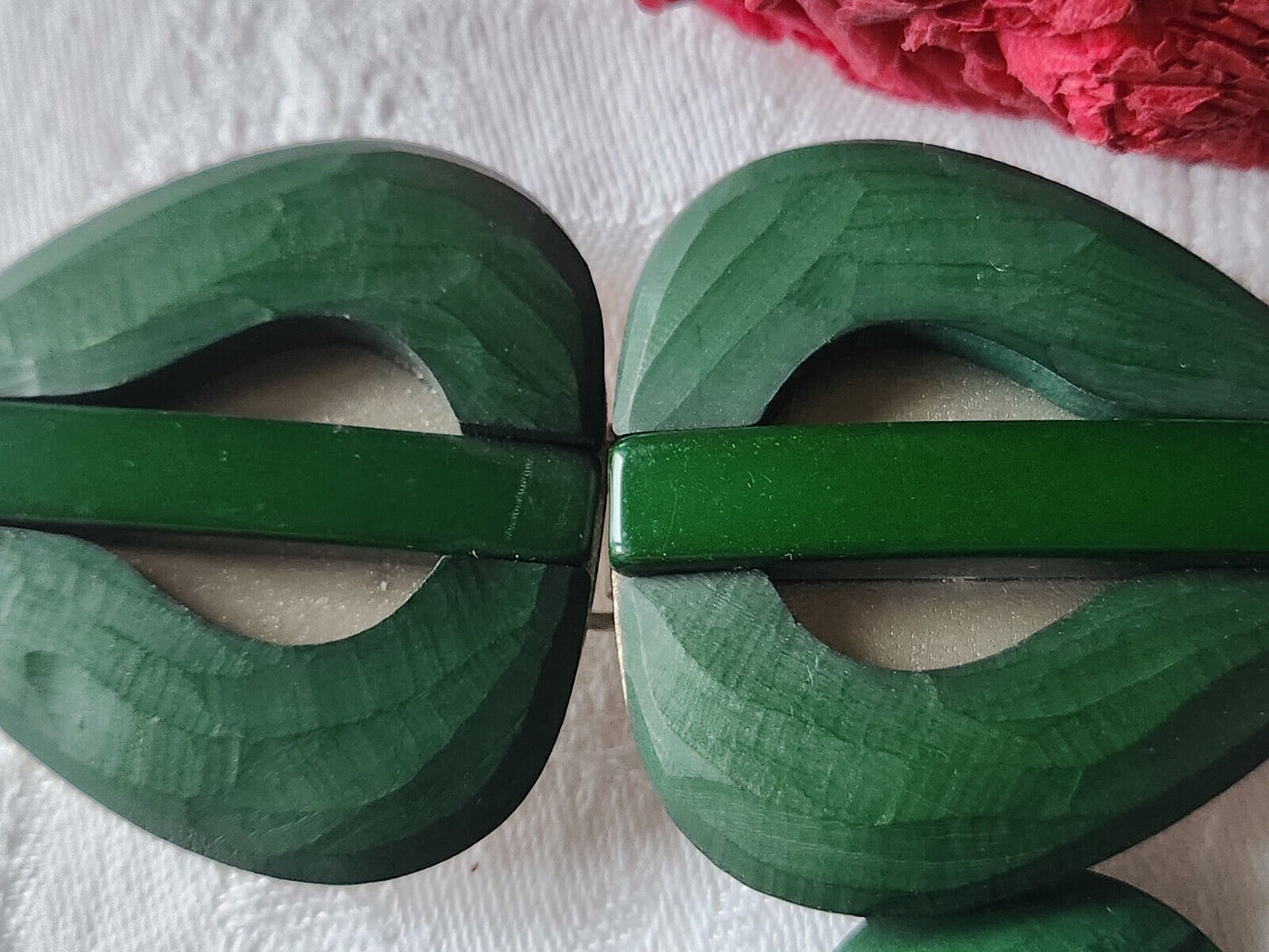 Rare Boucle de ceinture avec ses 6 gros boutons assortis vert  T1