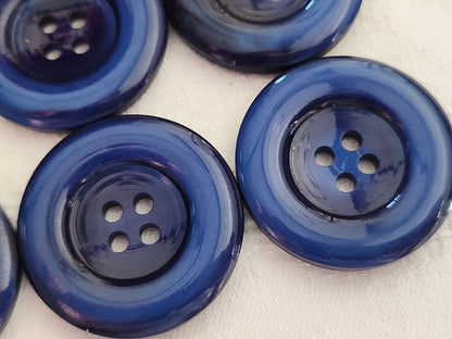 Lot 6 gros boutons vintage bleu  trous  3,3 cm manteaux ref 211