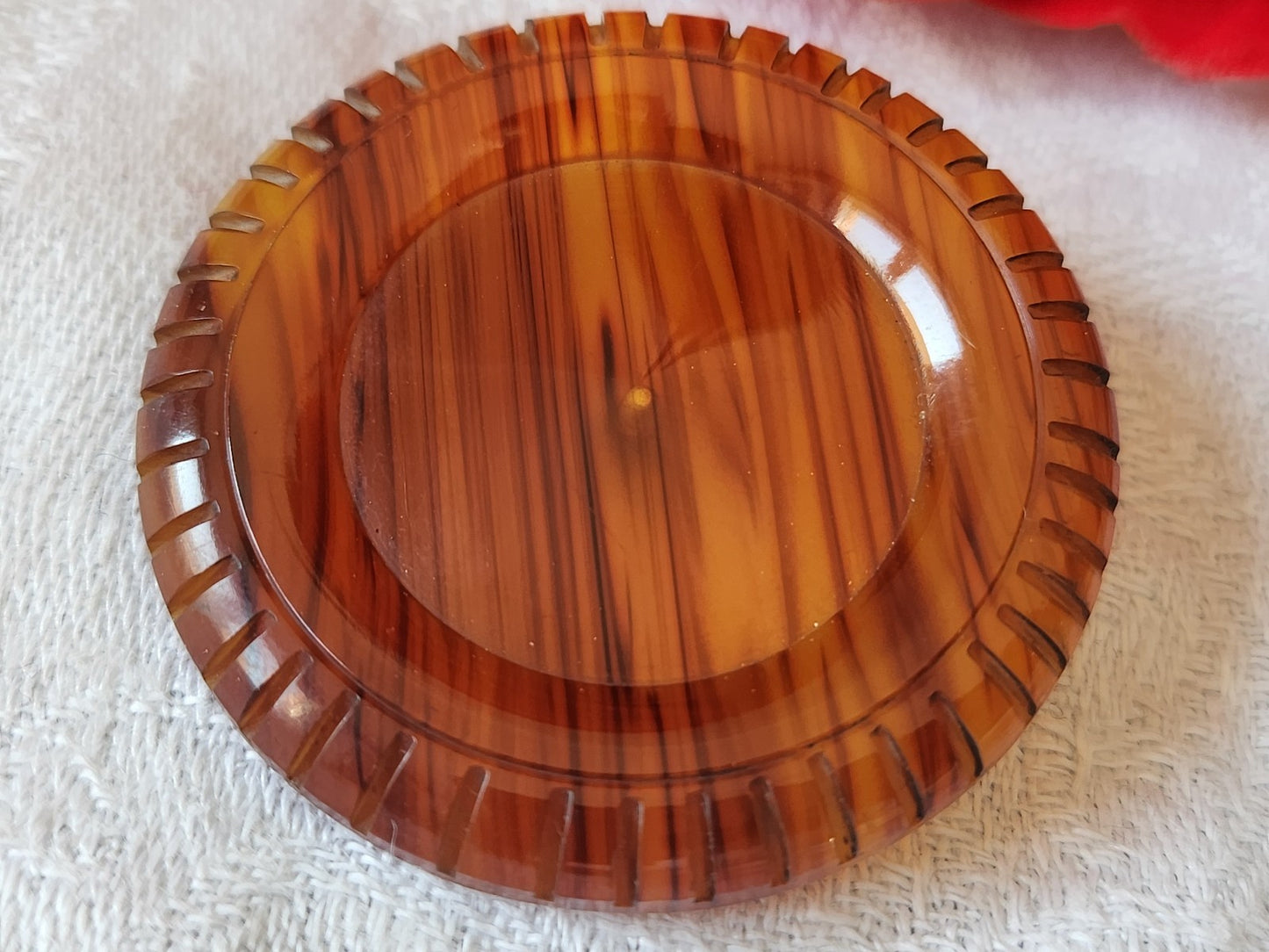 Enorme bouton ancien ecaille roux superbe 4,3 cm G18K