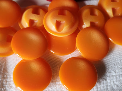 Lot 6 gros  boutons vintage orange à pied lisse  2,5 cm ref 1486