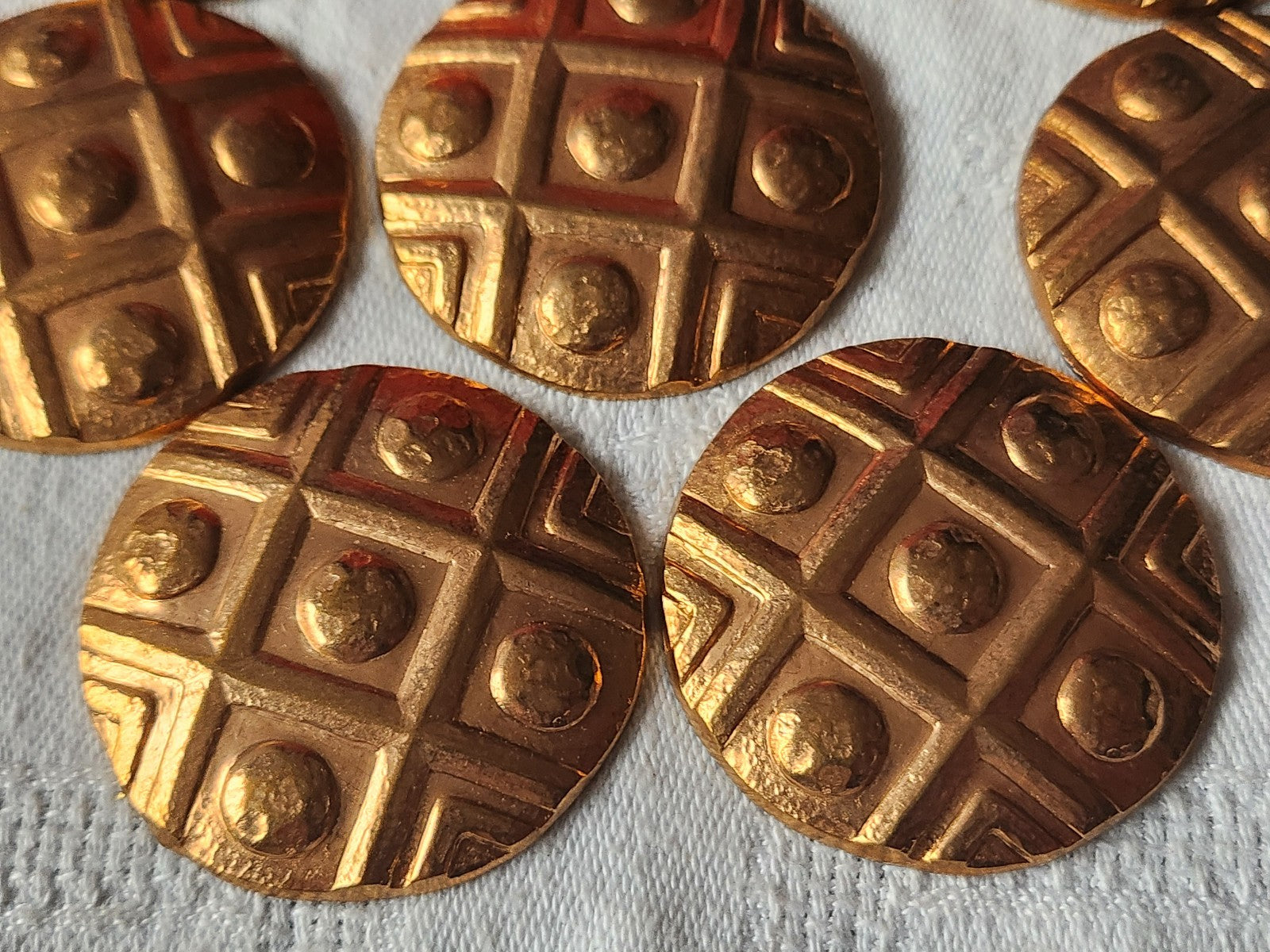 lot 10 gros ornements anciens en cuivre style cabochon pendant année 50 ref 3424