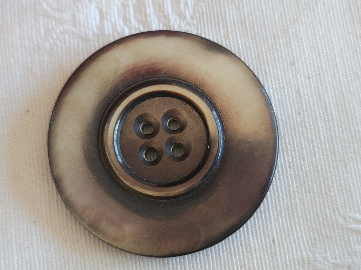 Gros bouton ancien en nacre gris épais trous 3,5 cm ou 35 mm G4K