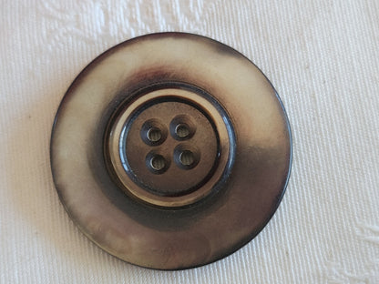 Gros bouton ancien en nacre gris épais trous 3,5 cm ou 35 mm G4K