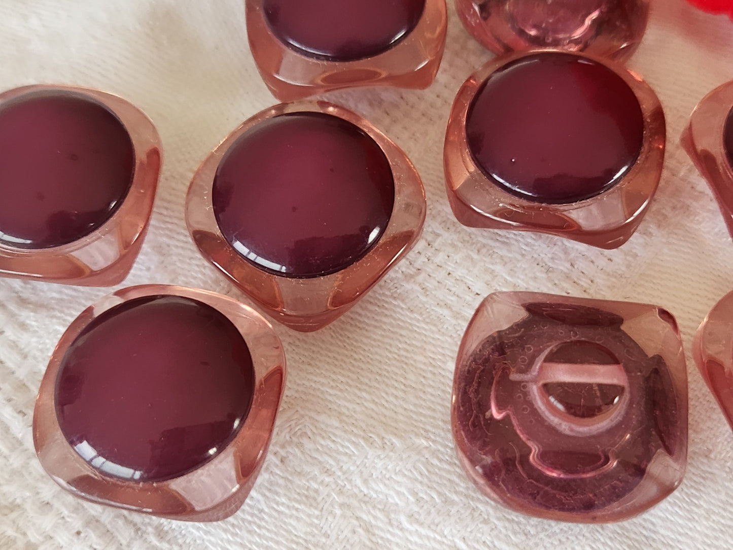Lot 6 gros boutons vintage superbe violet pied 2,3 cm ou 23 mm ref 6436