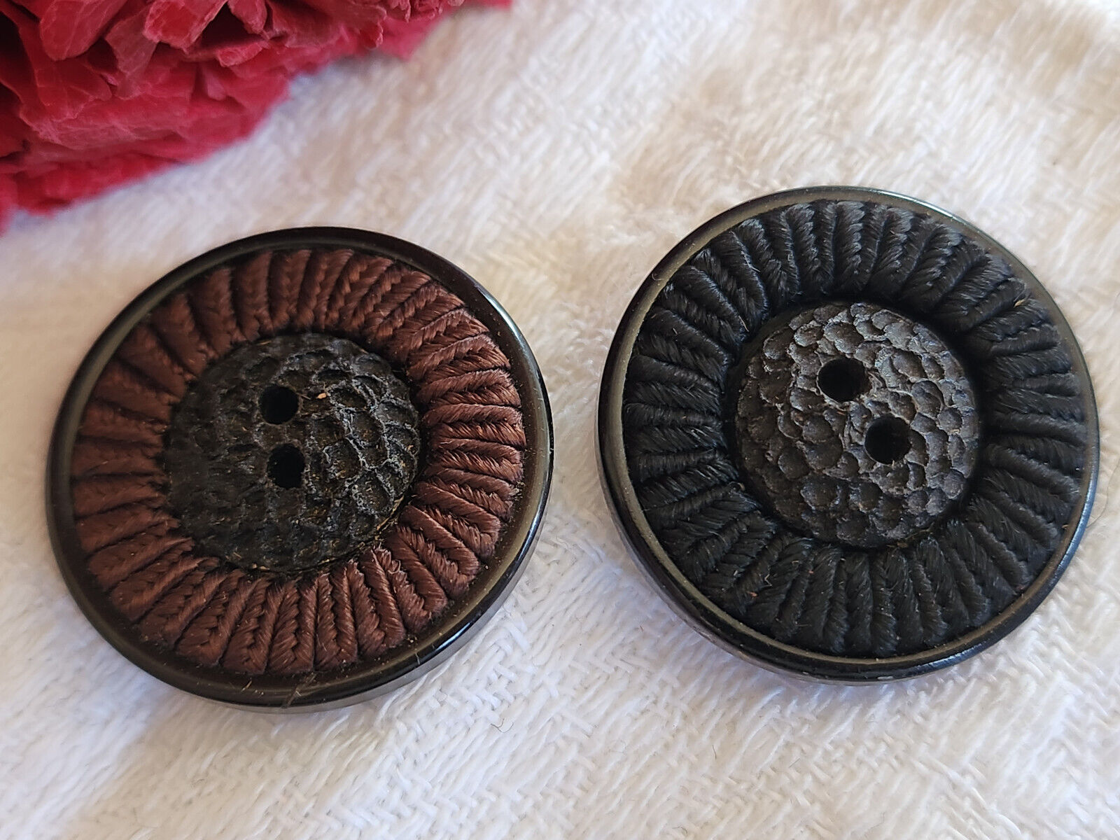 collection duo boutons ancien vintage resine passementerie 2,4 cm G18H