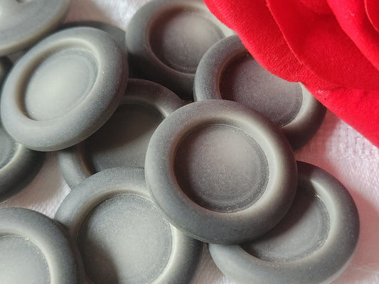 Lot 6 gros  boutons vintage gris mat 2,7 cm pied  ref 5248