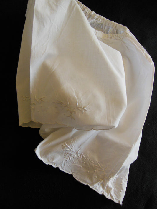 Culotte ancienne short nuit broderie feston jupe culotte panty  B6