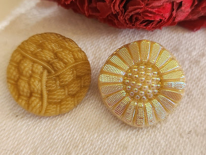 Duo boutons vintage en verre sable diamètre 1,7 cm G7G