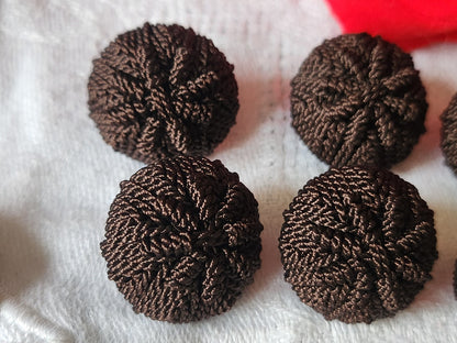 Lot 6 boutons anciens passementerie marron fait main 2 cm ref 5837