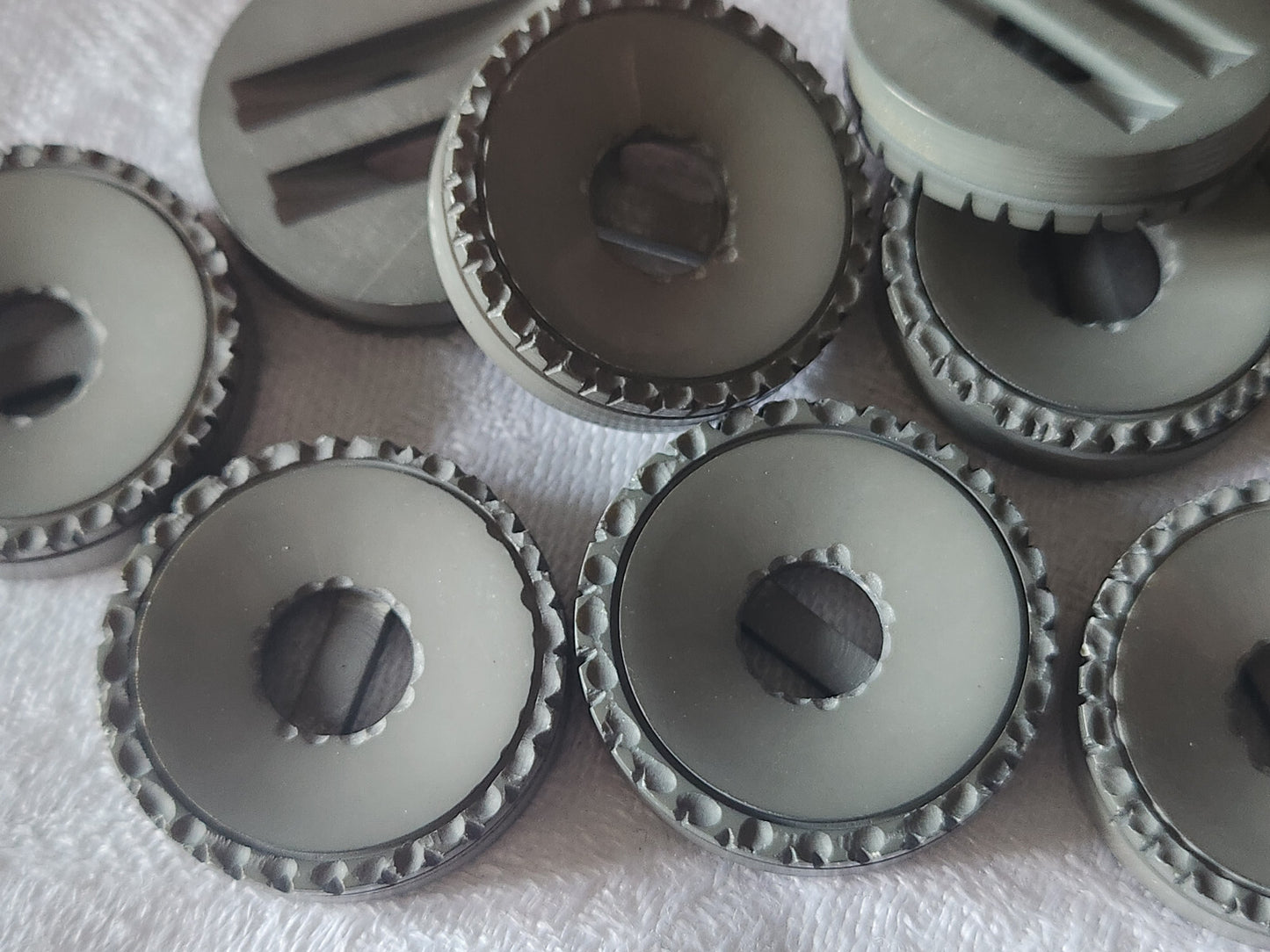 Lot 6 gros boutons vintage gris large passants trous 2,6 cm ref 355