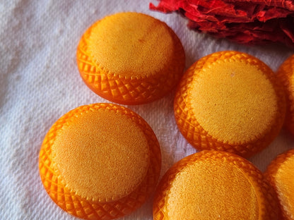 Lot 6 boutons vintage à pied orange 2,1 cm ref 5419