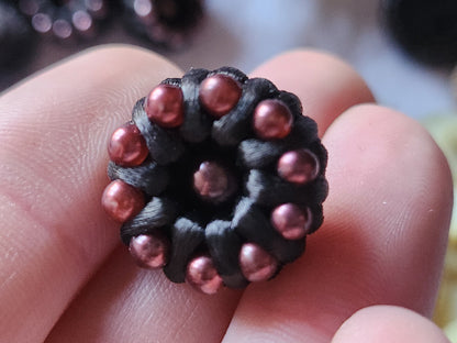 Lot 6 boutons anciens vintage passementerie marron perlé 1,9 cm ref 2944