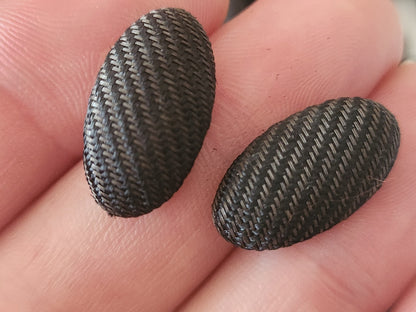 Lot 68 anciens cabochons en tissu 1,1 cm / 2,1 cm noir vers 1900 T7