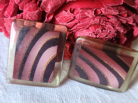 Duo gros bouton vintage inclusion rectangle 2,1 sur 2,6 cm D7J